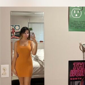 Orange Sleeveless Knit Dress